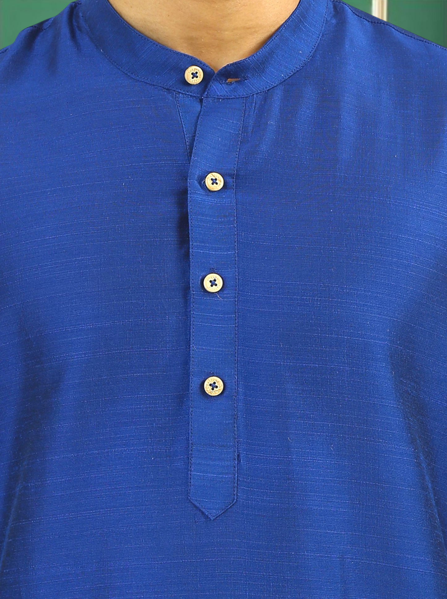 Blue Cotton Straight Short Kurta