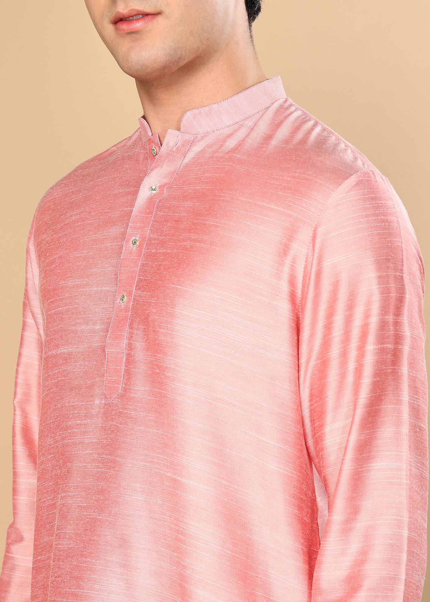 Tattva Peach Toned Solid Short Straight Kurta