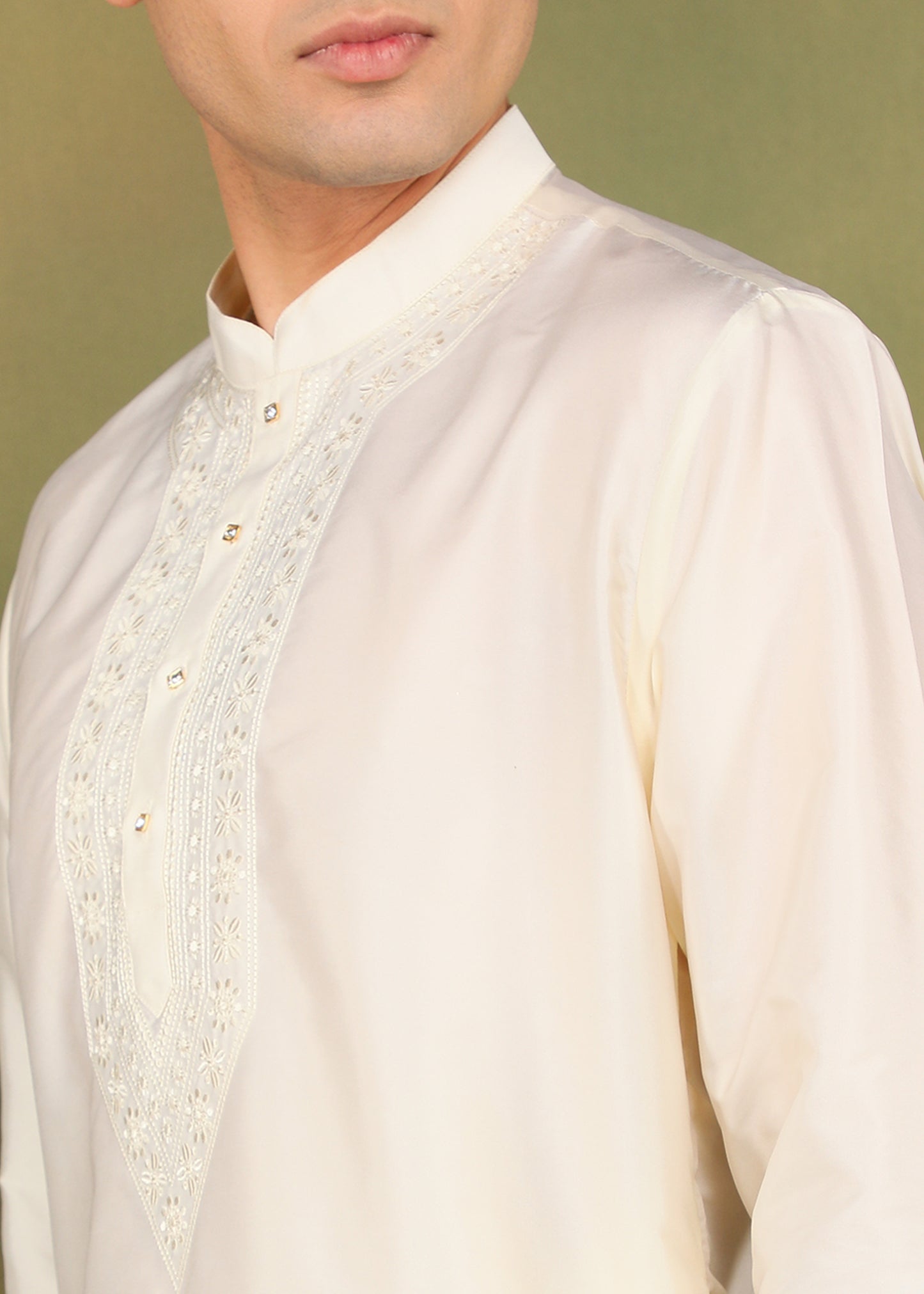 Tattva Men Cream Colored Short Kurta