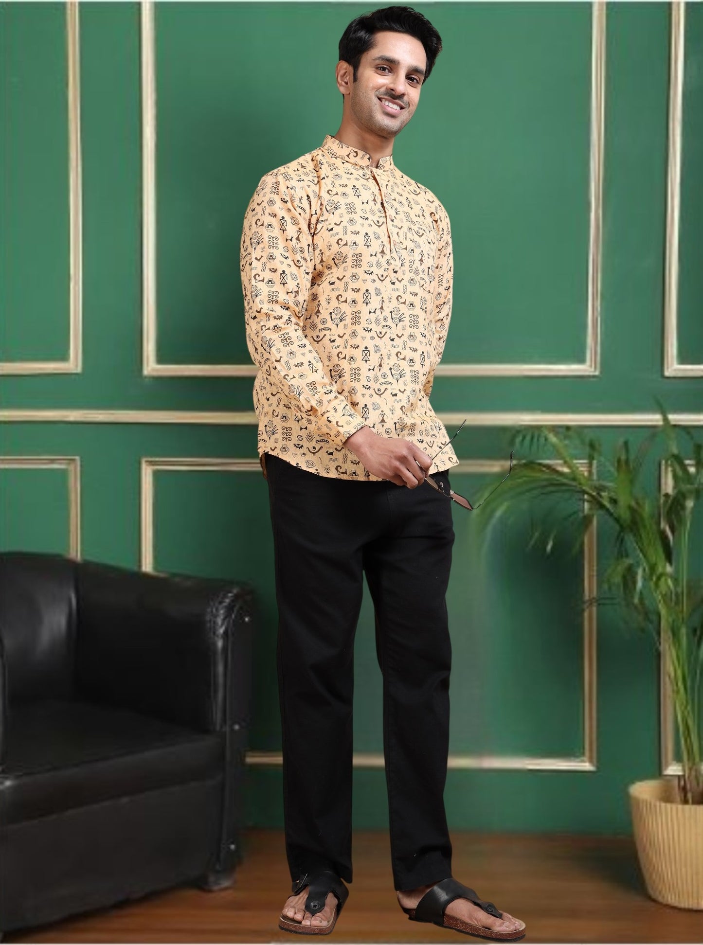 Tattva Men Printed Super Short Kurta