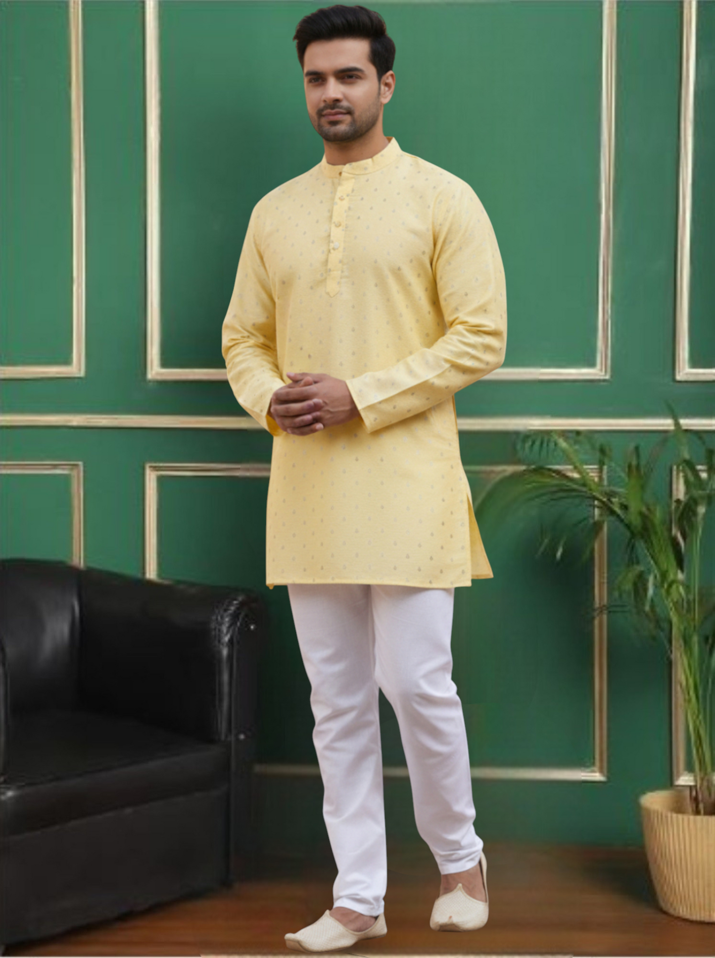 Tattva Men Ethnic Motif Straight Short Kurta