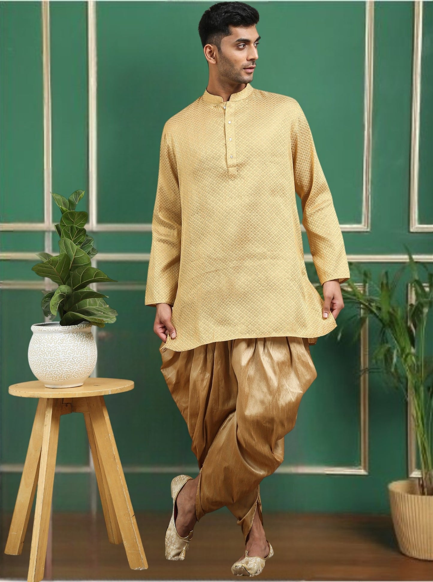 Tattva Honey Toned brocade Polyster Short Kurta