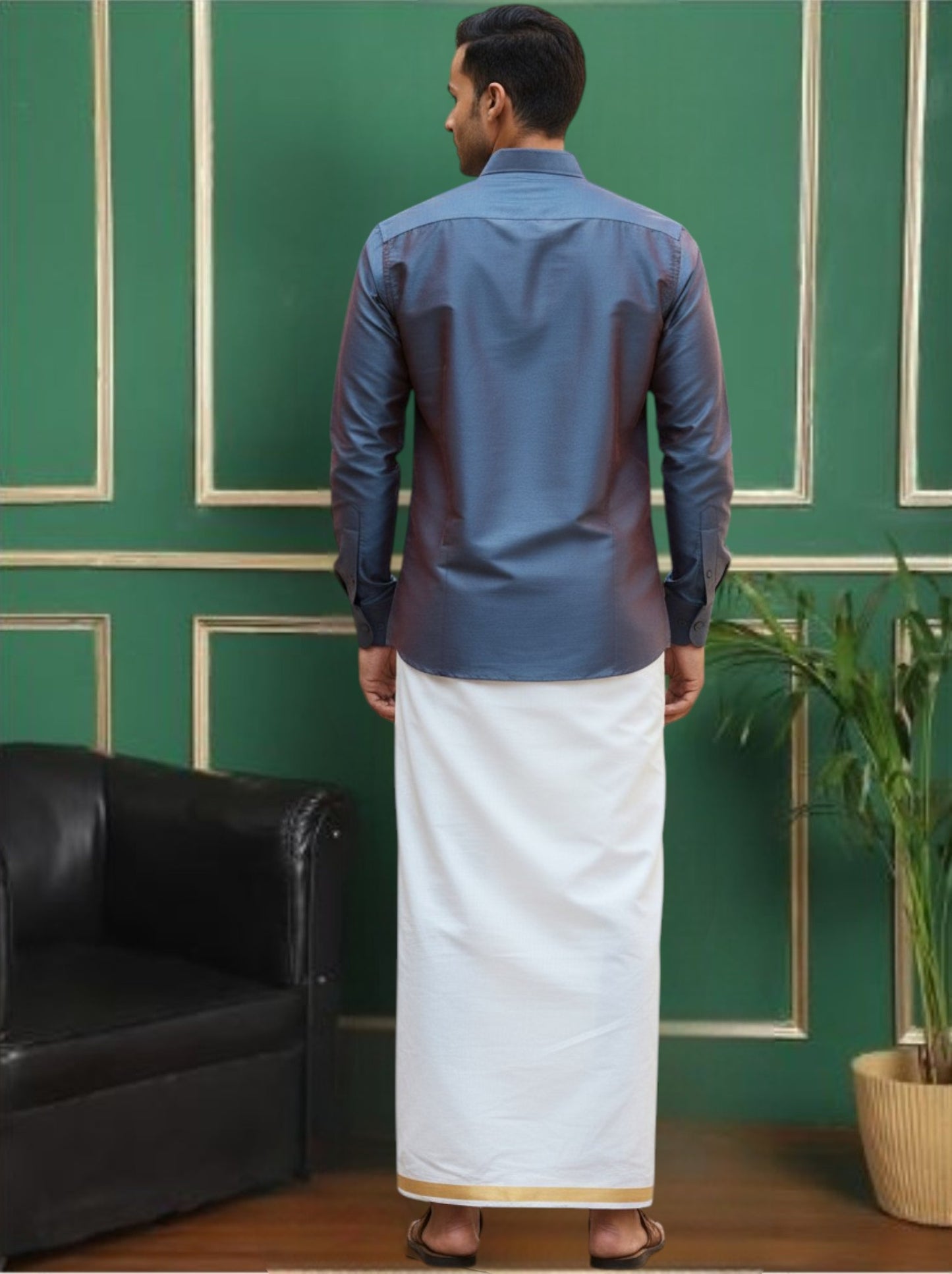 Tattva Mens Blue Colour Solid Shirt