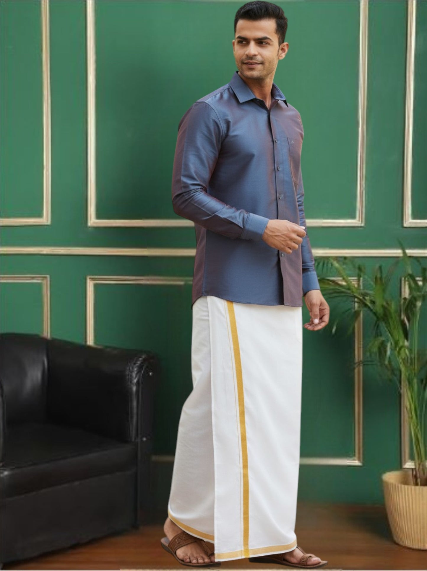 Tattva Mens Blue Colour Solid Shirt