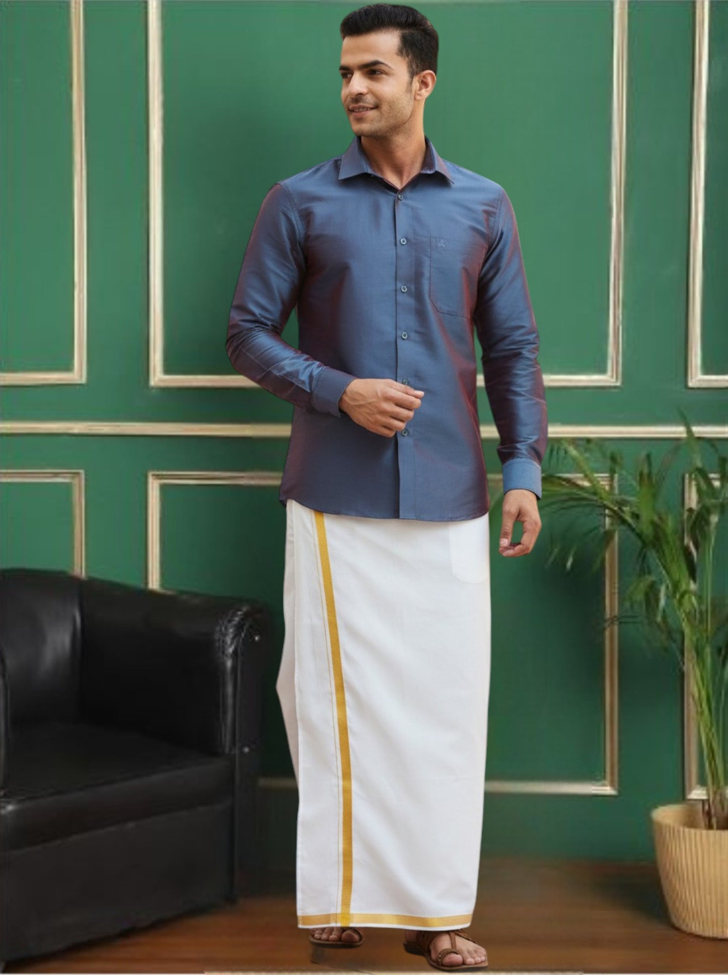 Tattva Mens Blue Colour Solid Shirt