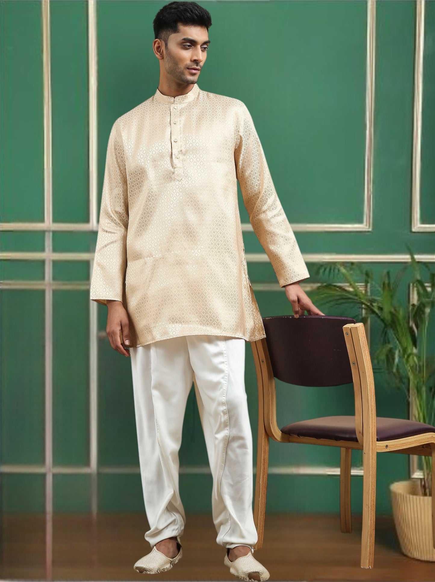 Tattva Mellow Toned brocade Polyster Short Kurta