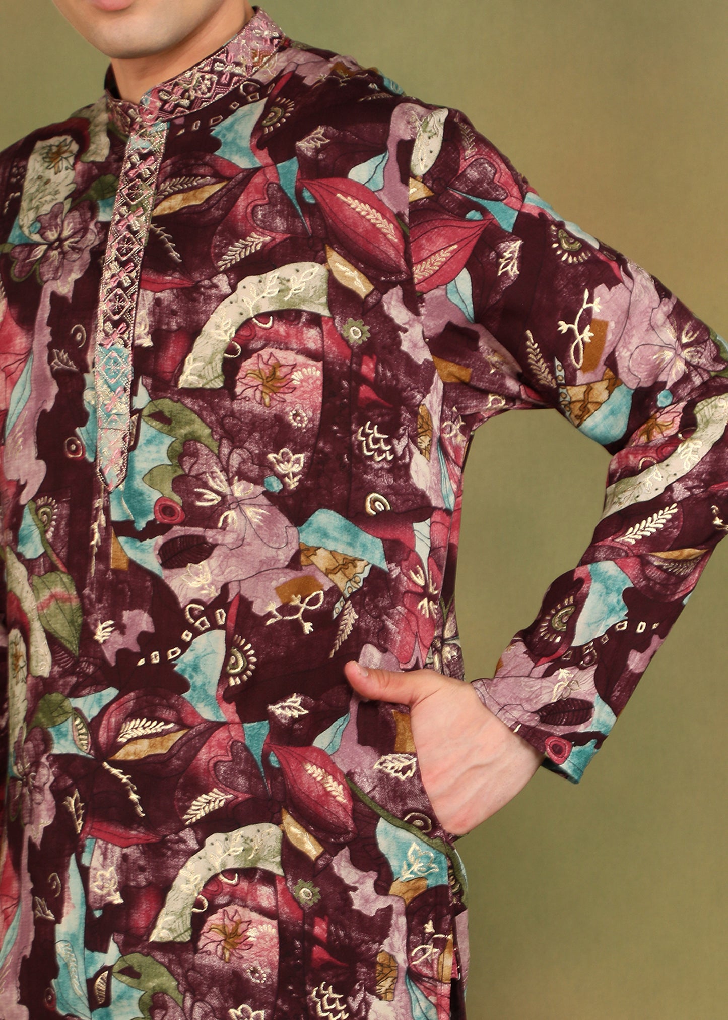 Tattva Men Floral Printed Kurta Pyjama Set