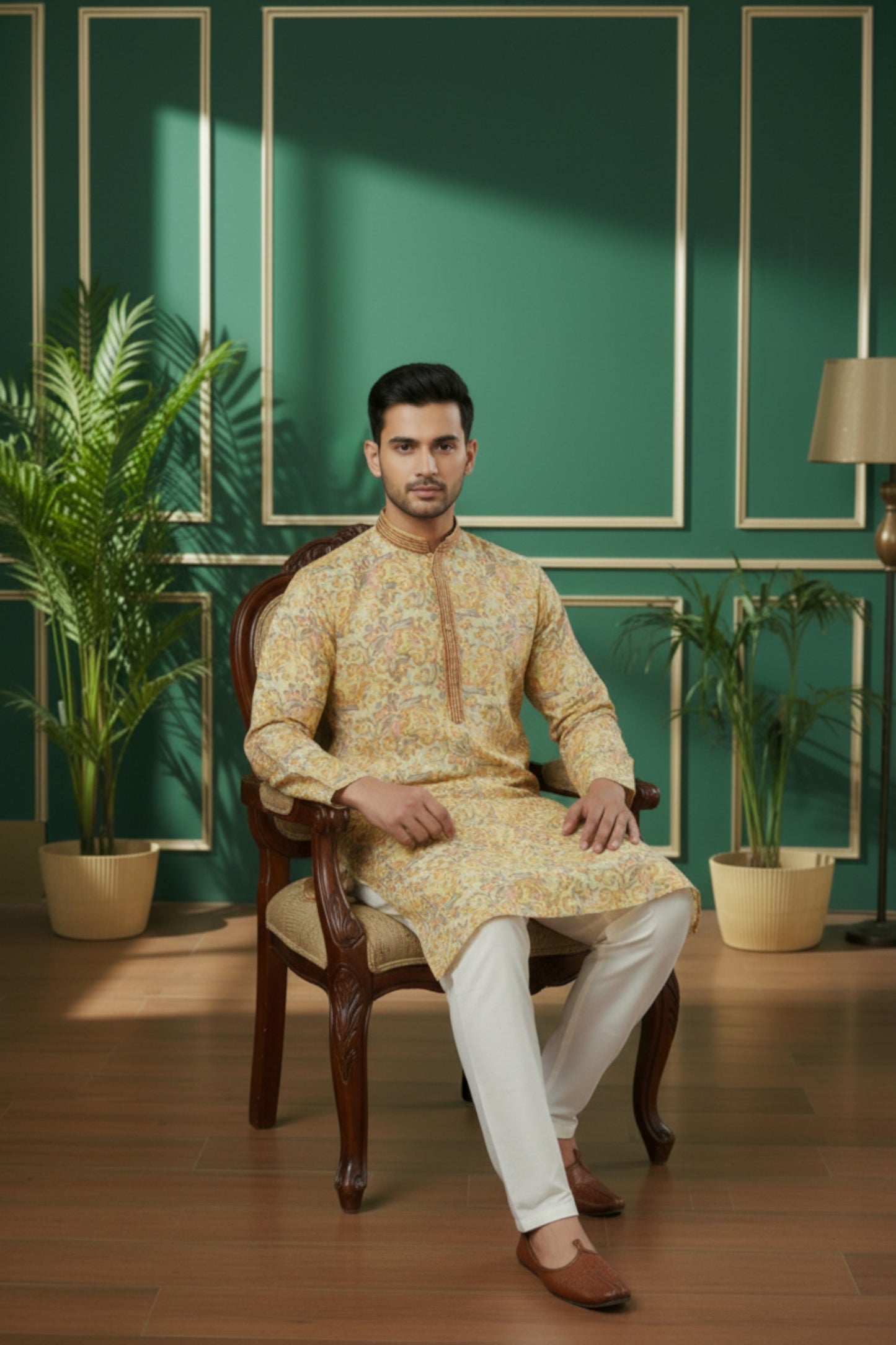 Tattva Men Applique Threadwork Short Kurta