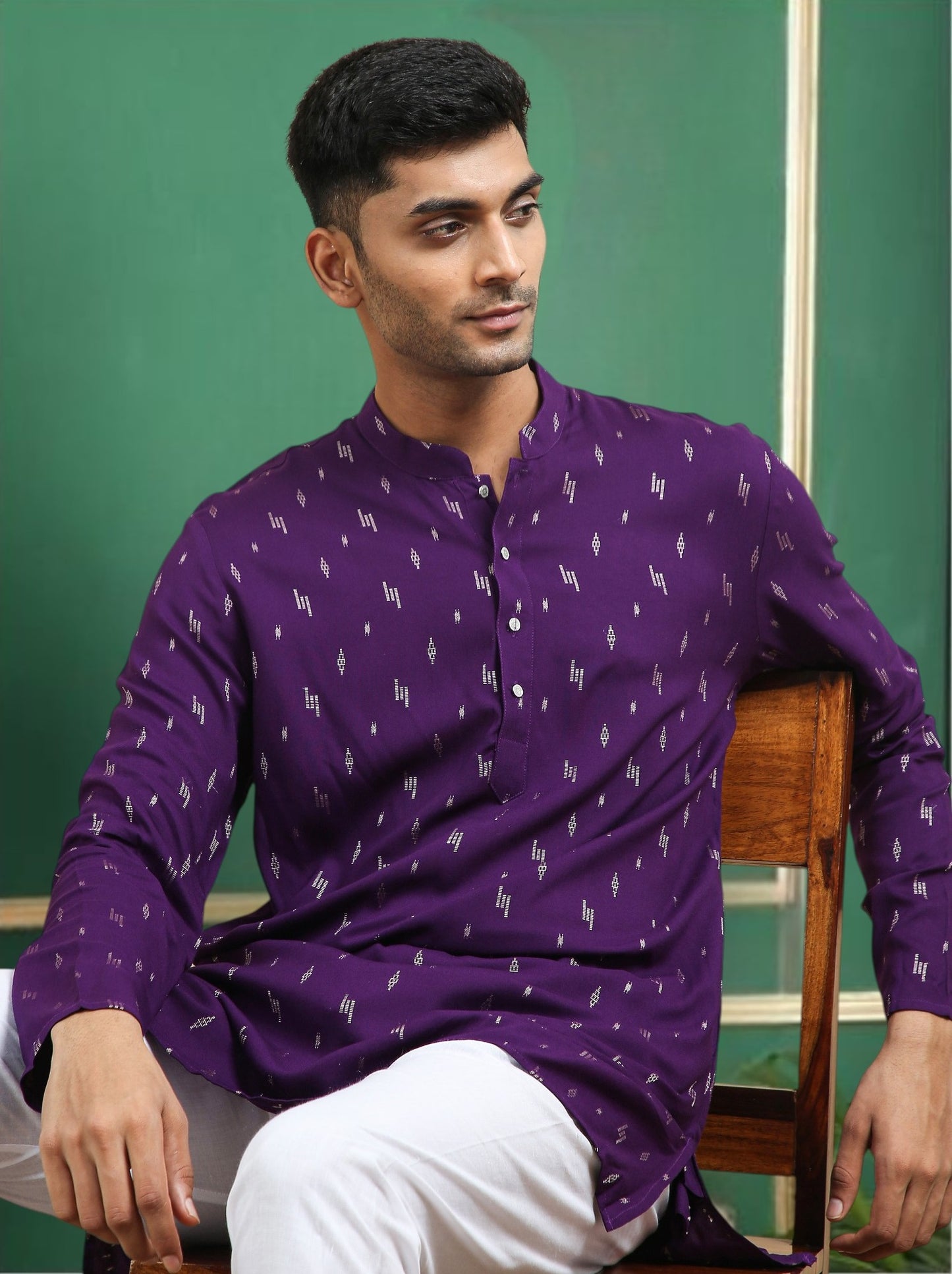 Tattva Violet Toned Printed Cotton Short Kurta