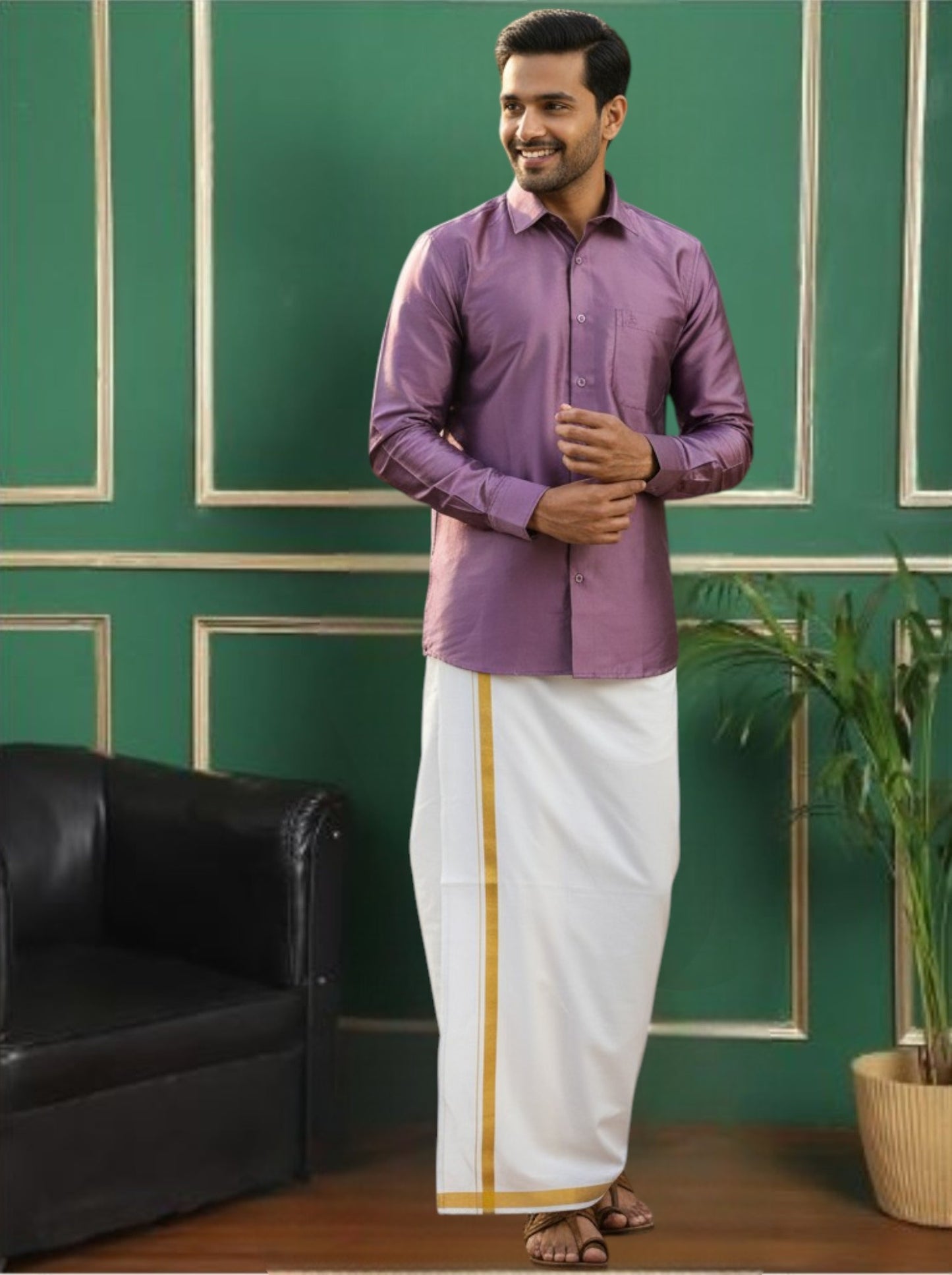 Tattva Mens Purple Solid Shirt