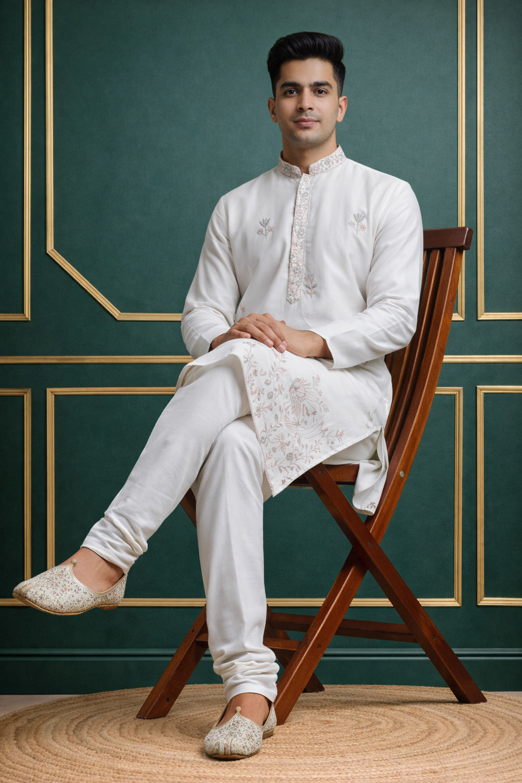 Tattva Men Embroidered Threadwork Kurta with Pyjama