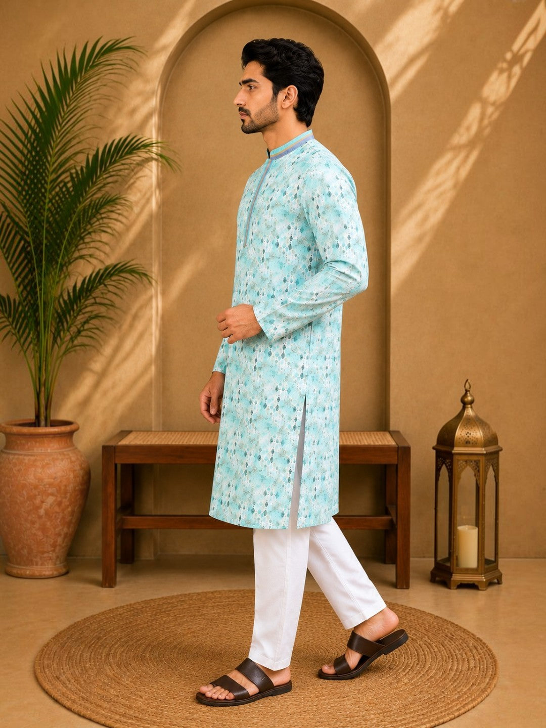 Tattva Men's Embroidered Thread Work Sequinned Kurta