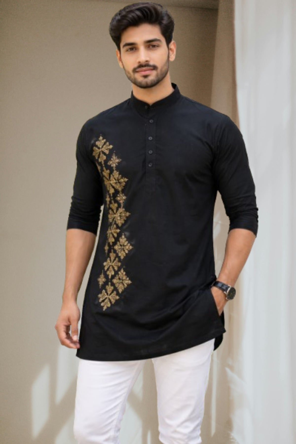 Tattva Men Premium Cotton Printed Straight Kurta