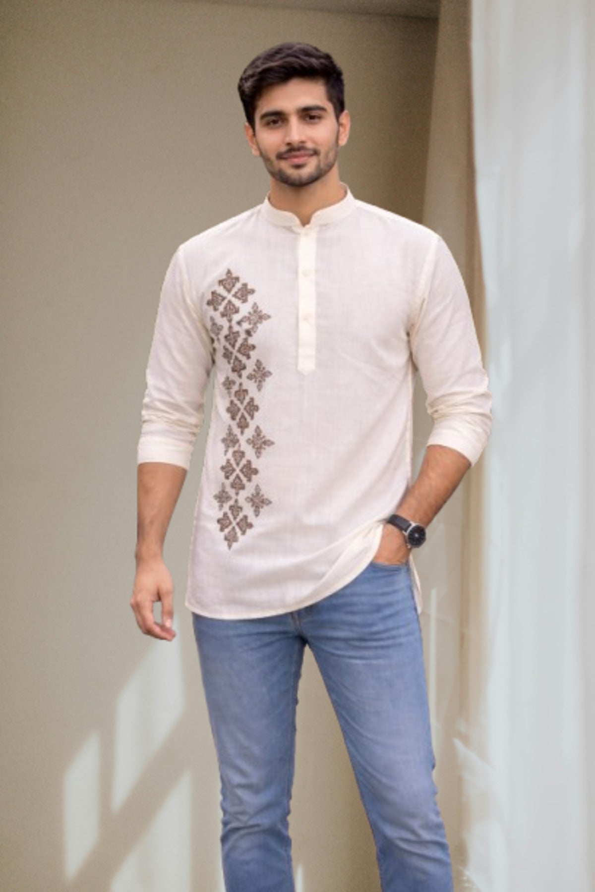 Tattva Men Premium Cotton Printed Straight Kurta