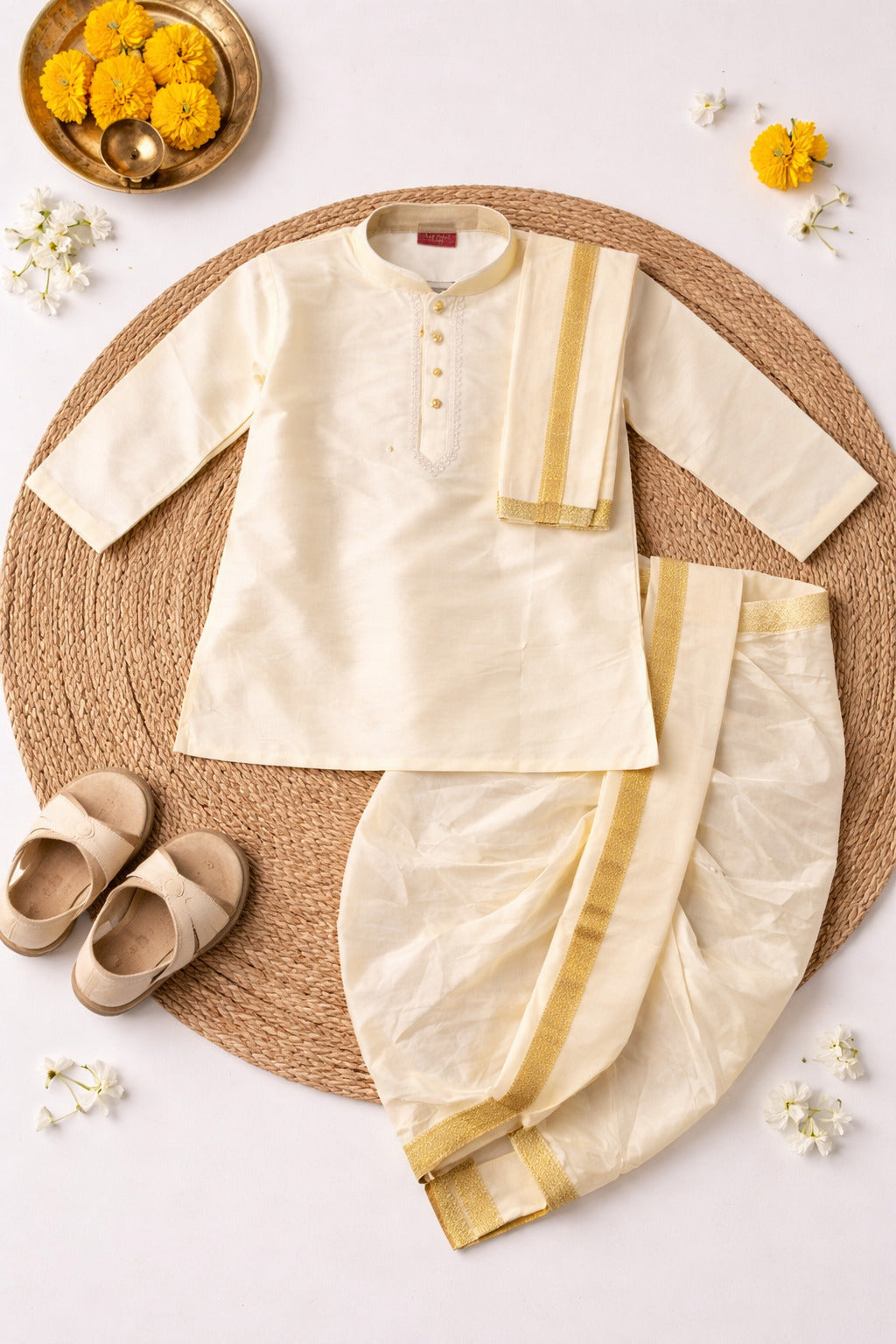 Tattva Boys Art Silk Kurta Dhoti Set