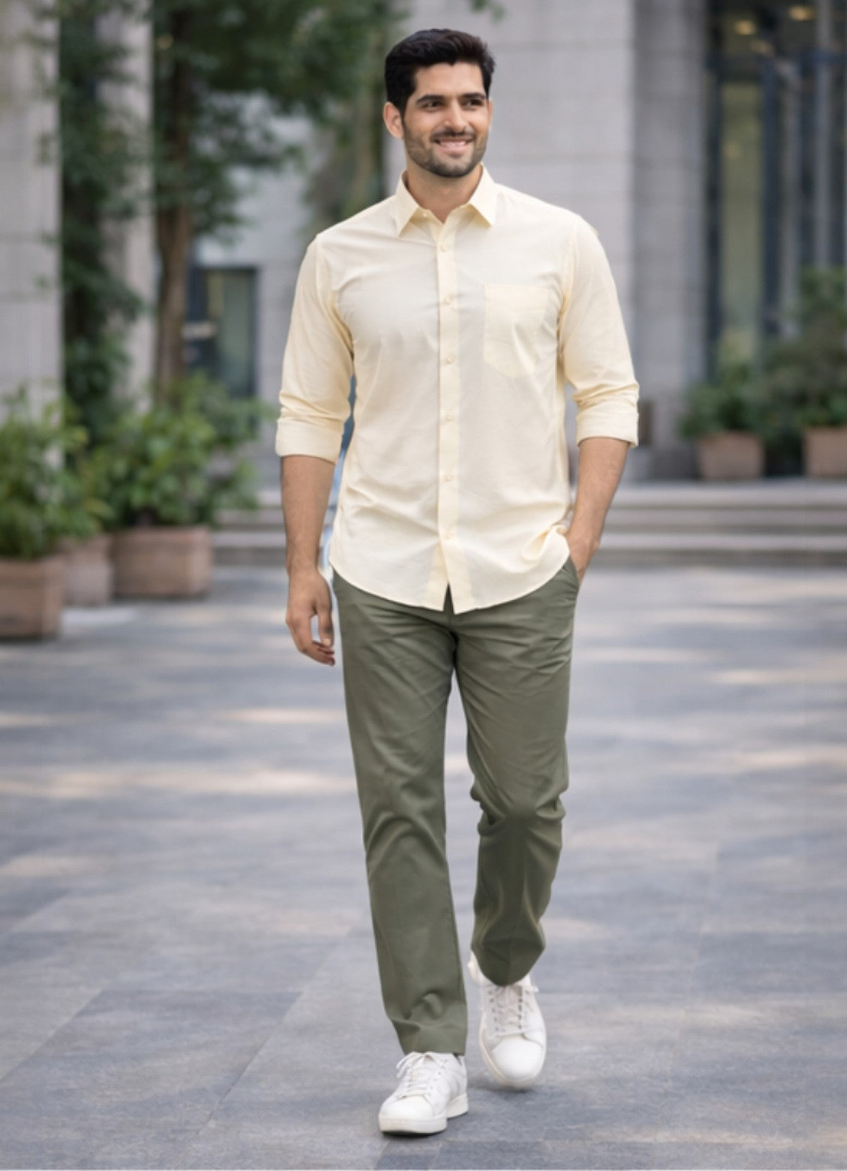 Tattva Men Solid Premium Polyester Casual Shirt