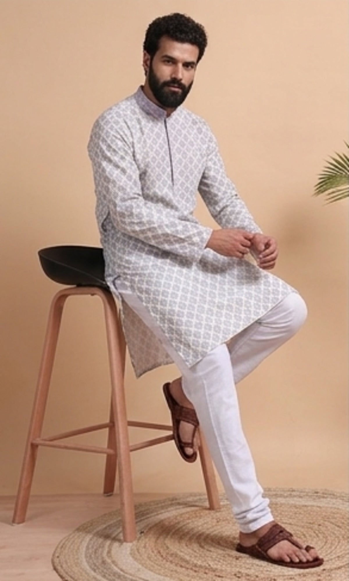 Tattva Sequined Woven Design Long Kurta