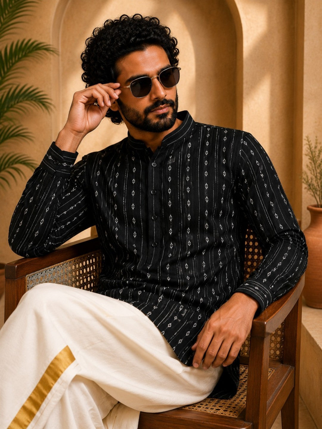 Tattva Woven Design Thread Work Super Short Kurta