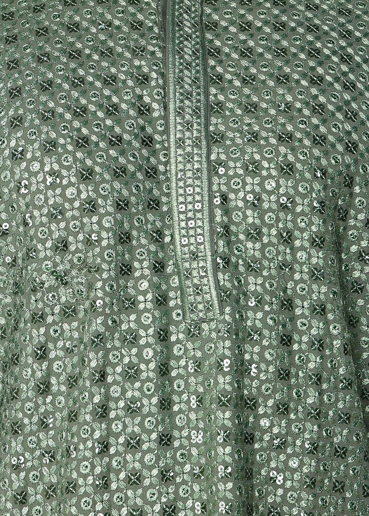 Tattva Wet Mousse Toned Sequined Thread Work Long Kurta With Pyjama
