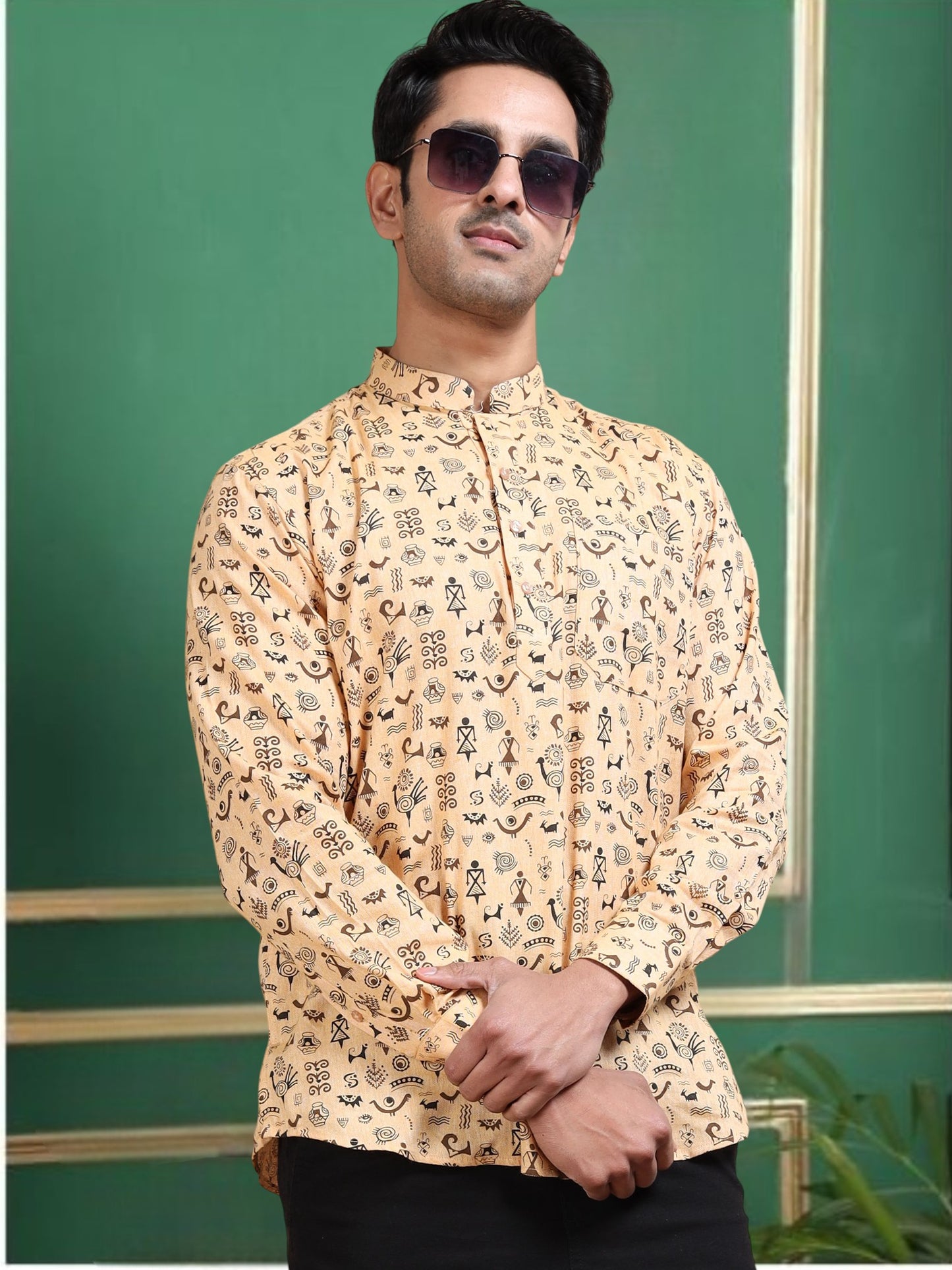Tattva Men Printed Super Short Kurta