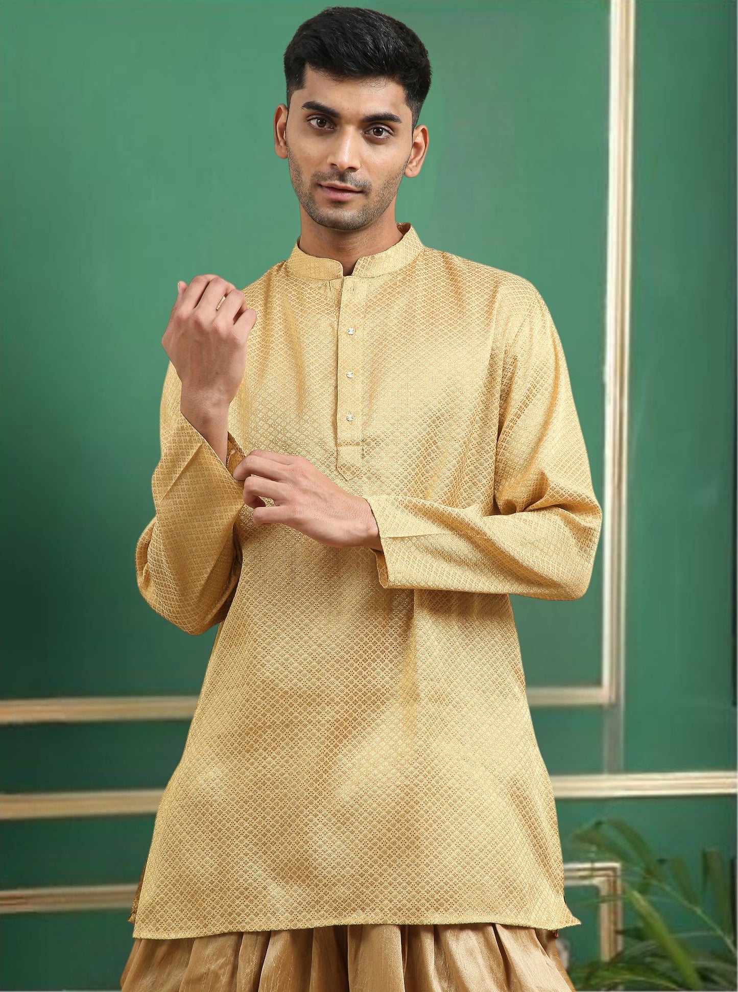 Tattva Honey Toned brocade Polyster Short Kurta