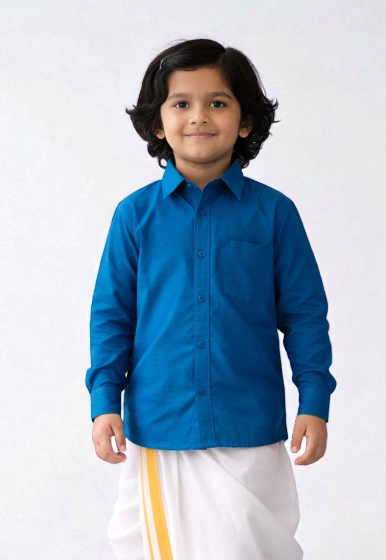 TATTVA Boys Solid Cotton Full Sleeves Shirt