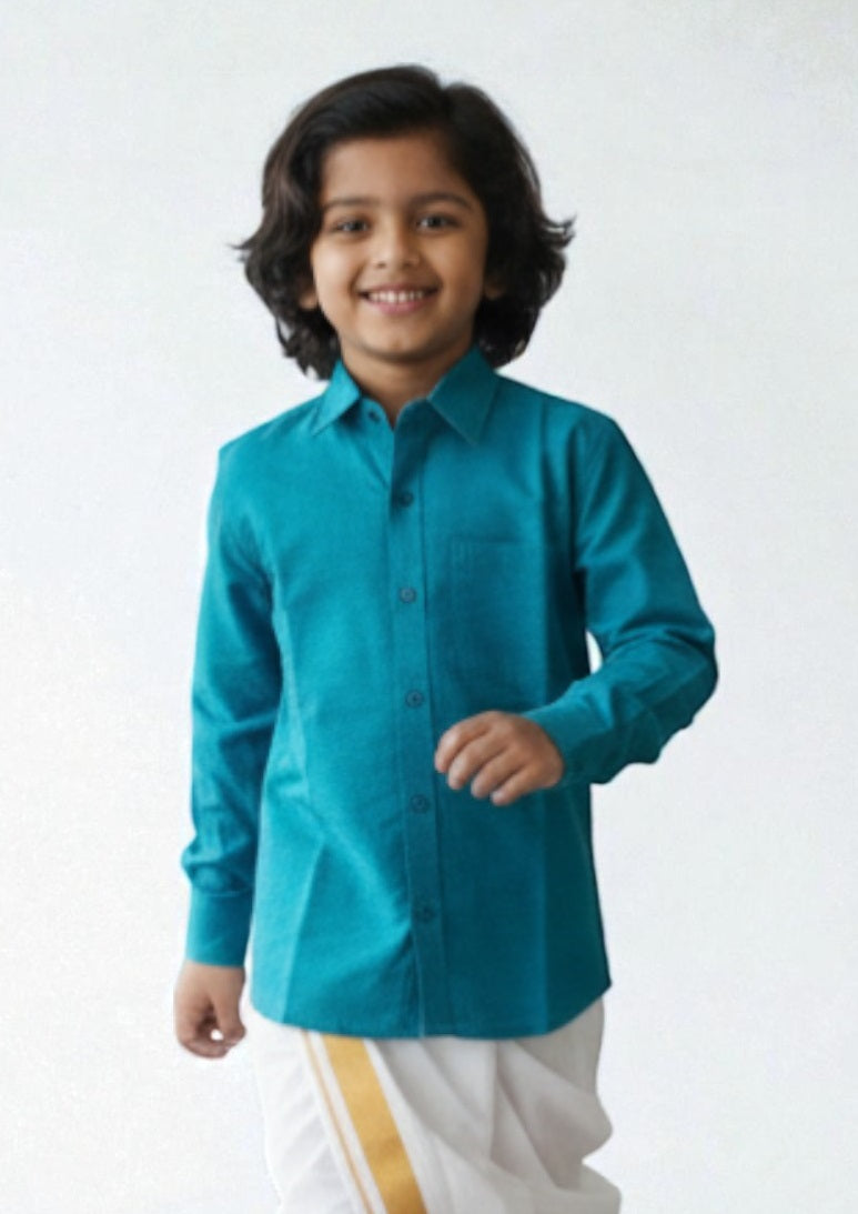 TATTVA Boys Solid Cotton Full Sleeves Shirt