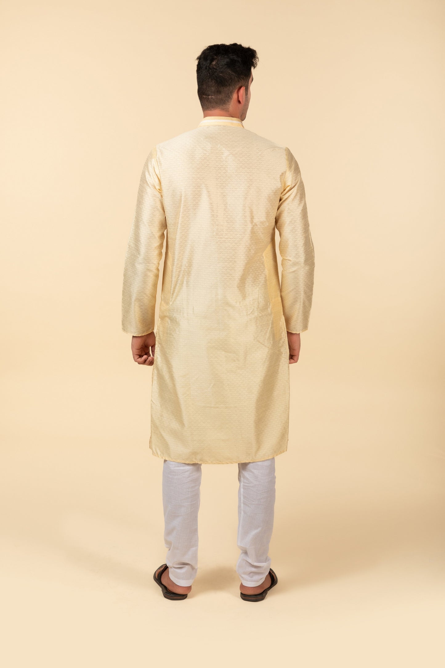 Cream Jacquard Long Kurta