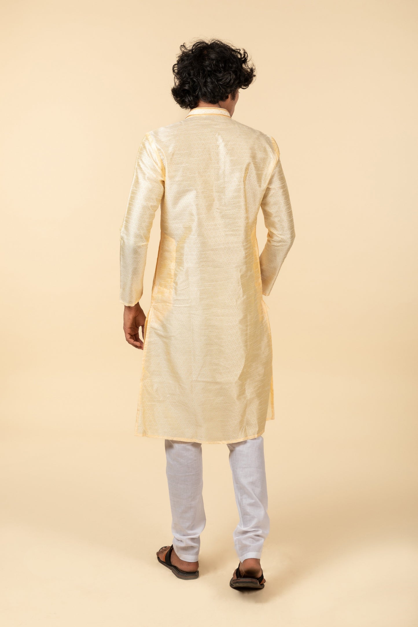 Beige Jacquard with Pattern Long Kurta
