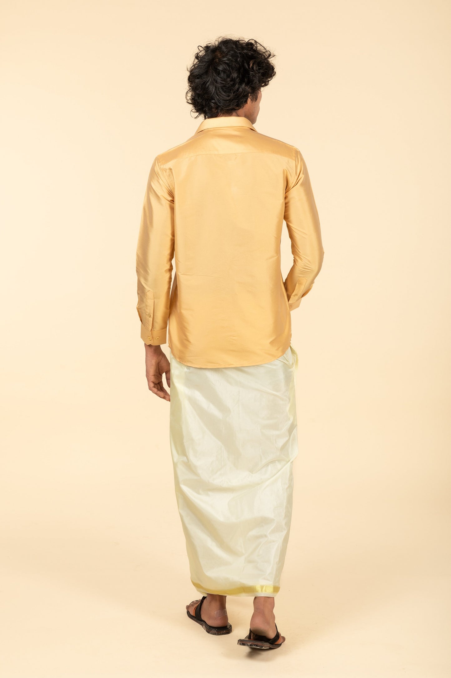 Gold-Toned Polyester Slim Fit Shirt