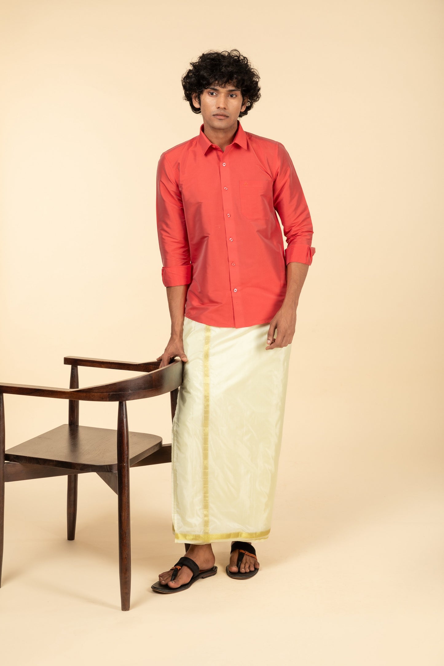 Pink Art Silk Slim Fit Solid Shirt