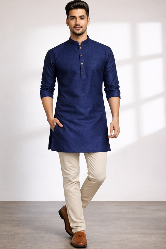 Tattva Men Printed Thread Work Kurta