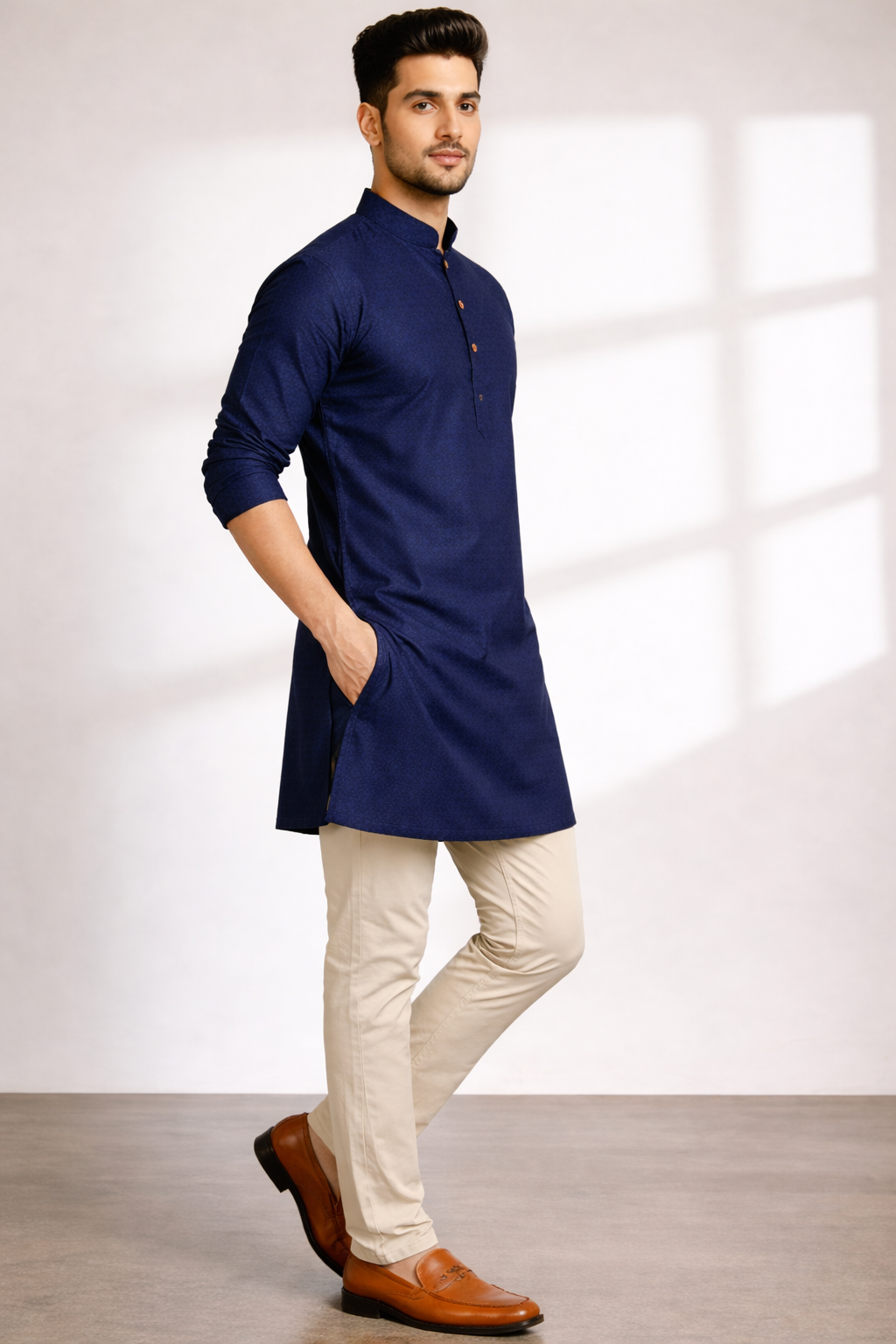 Tattva Men Printed Thread Work Kurta