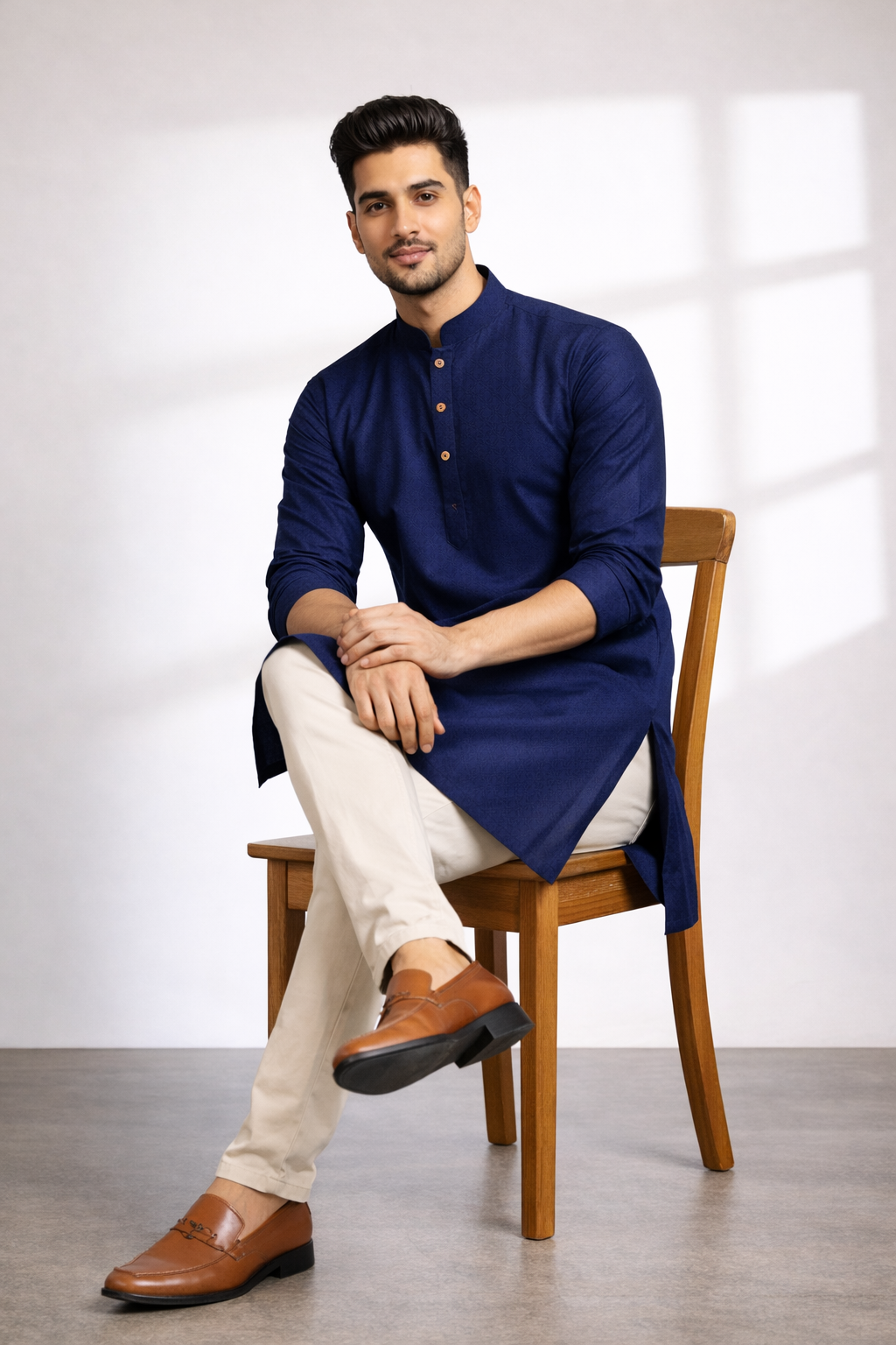 Tattva Men Printed Thread Work Kurta