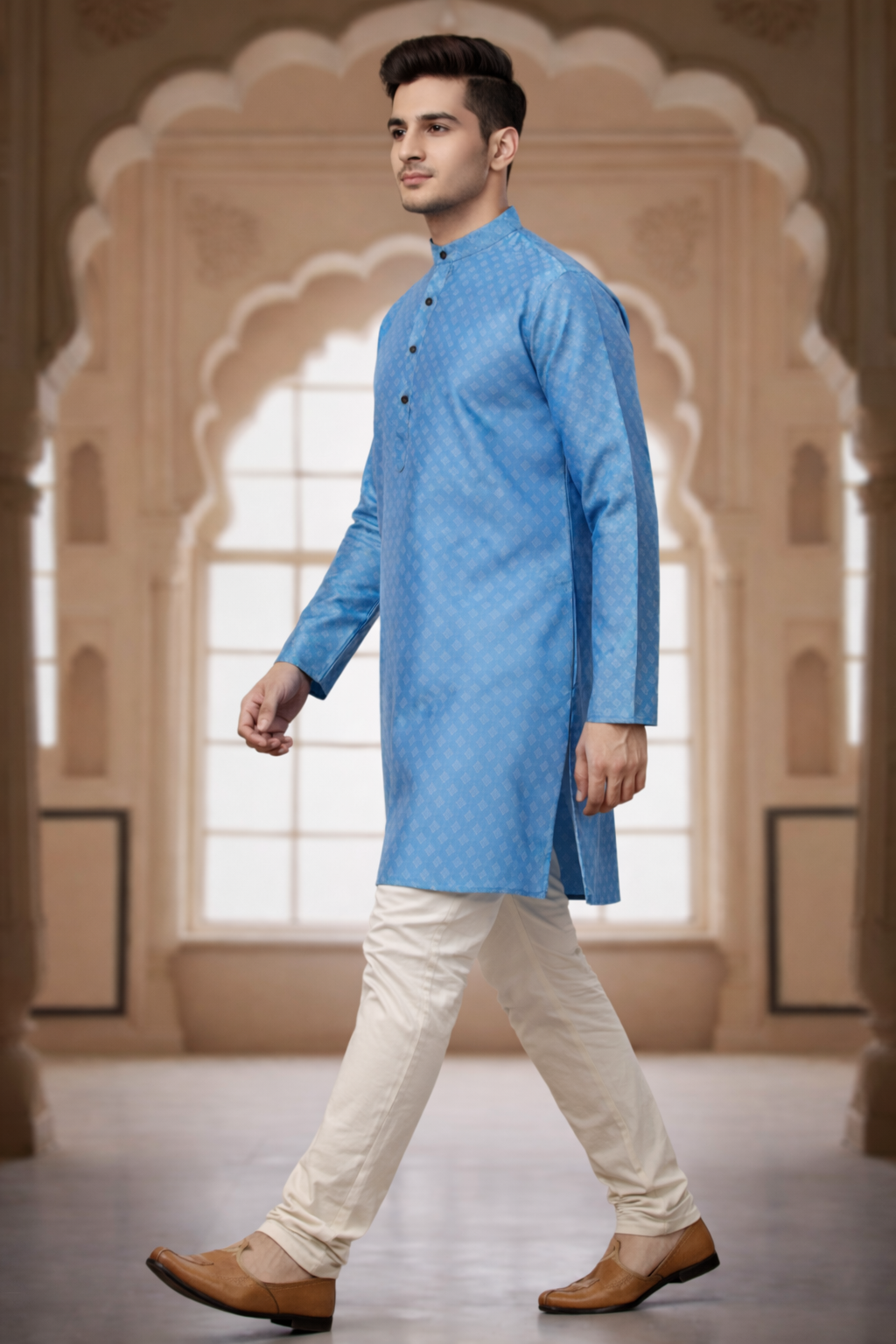 Tattva Men Printed Thread Work Kurta