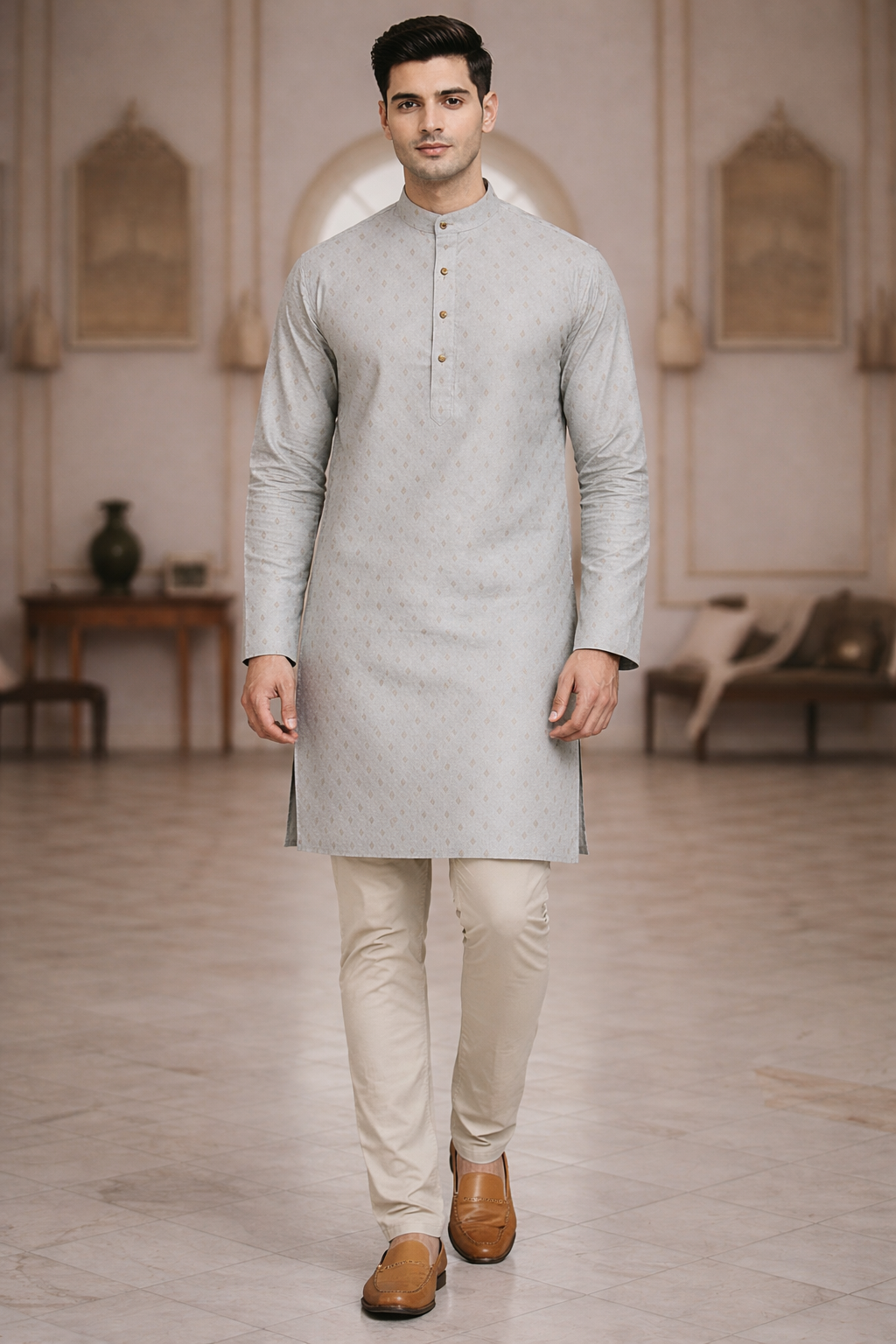 Tattva Men Applique Thread Work Kurta
