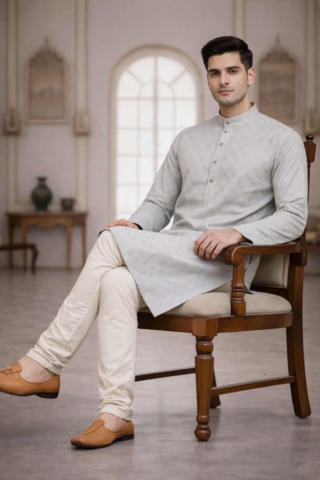 Tattva Men Applique Thread Work Kurta