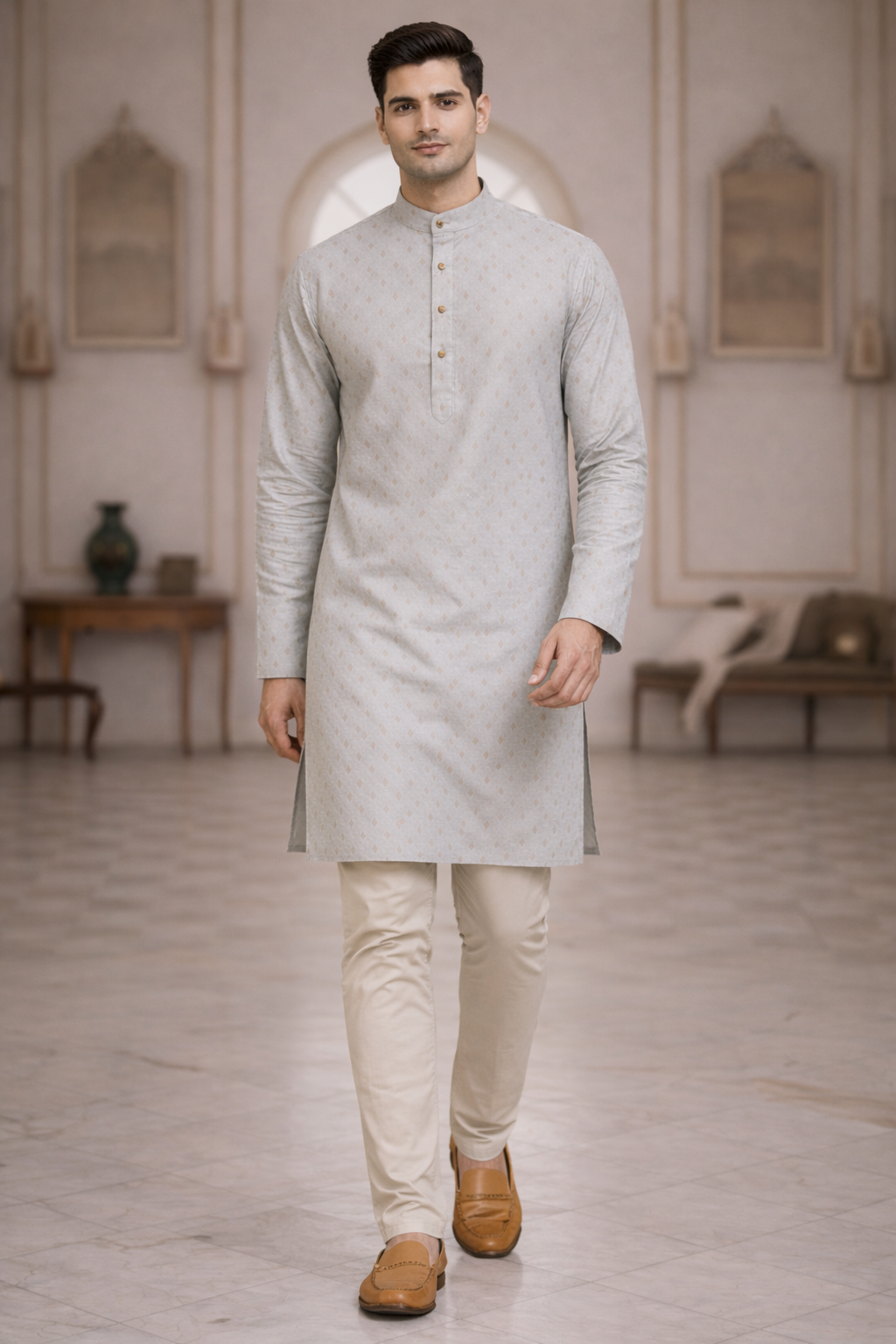Tattva Men Applique Thread Work Kurta
