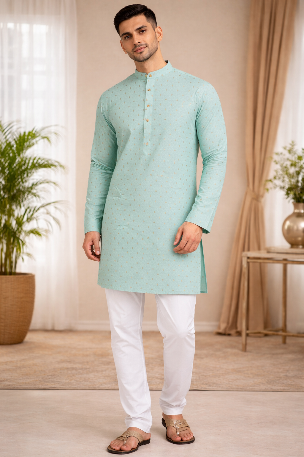 Tattva Men Applique Thread Work Kurta