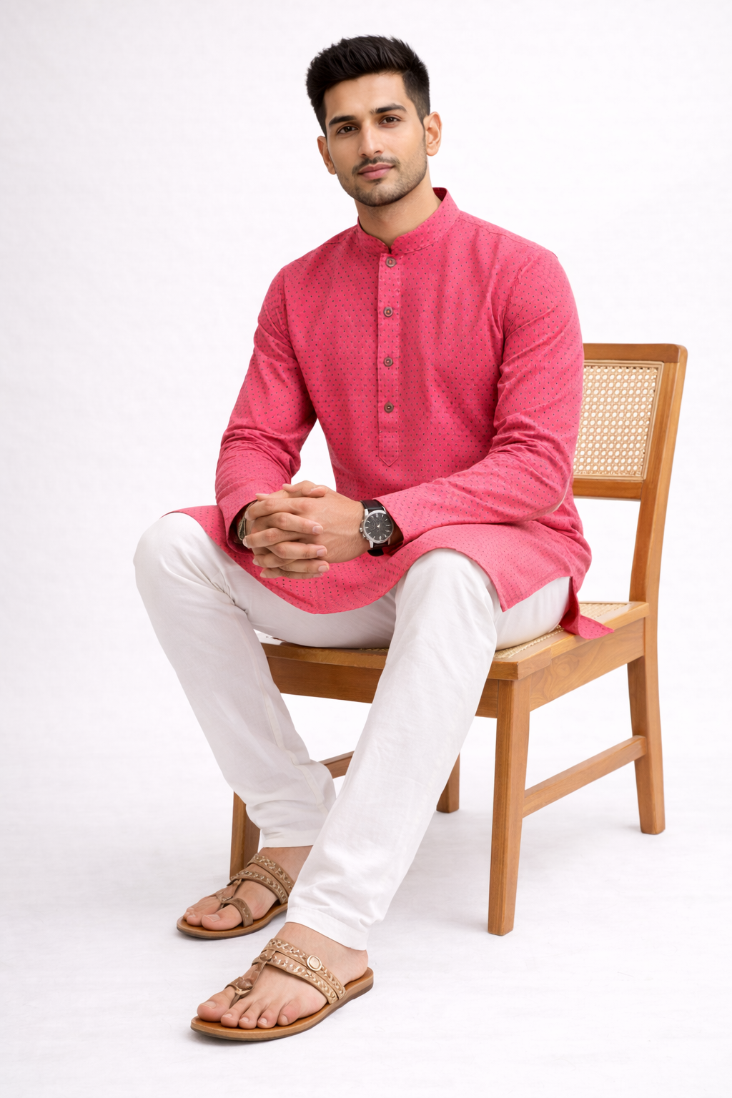 Tattva Men Tribal Thread Work Kurta