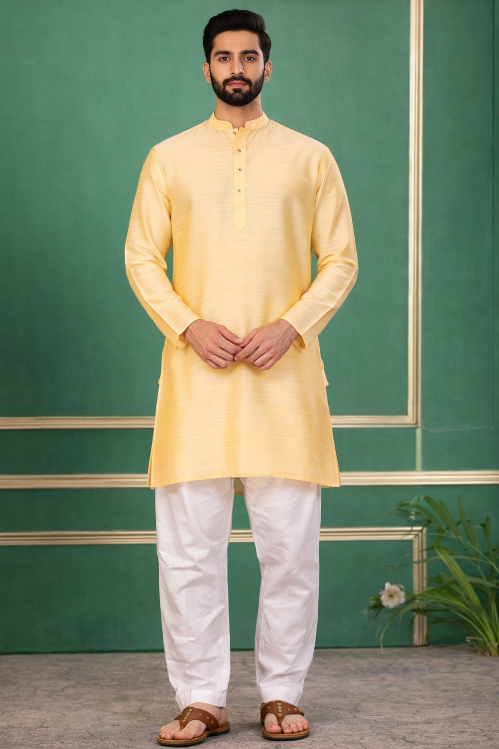 Tattva Men Solid Straight Kurta