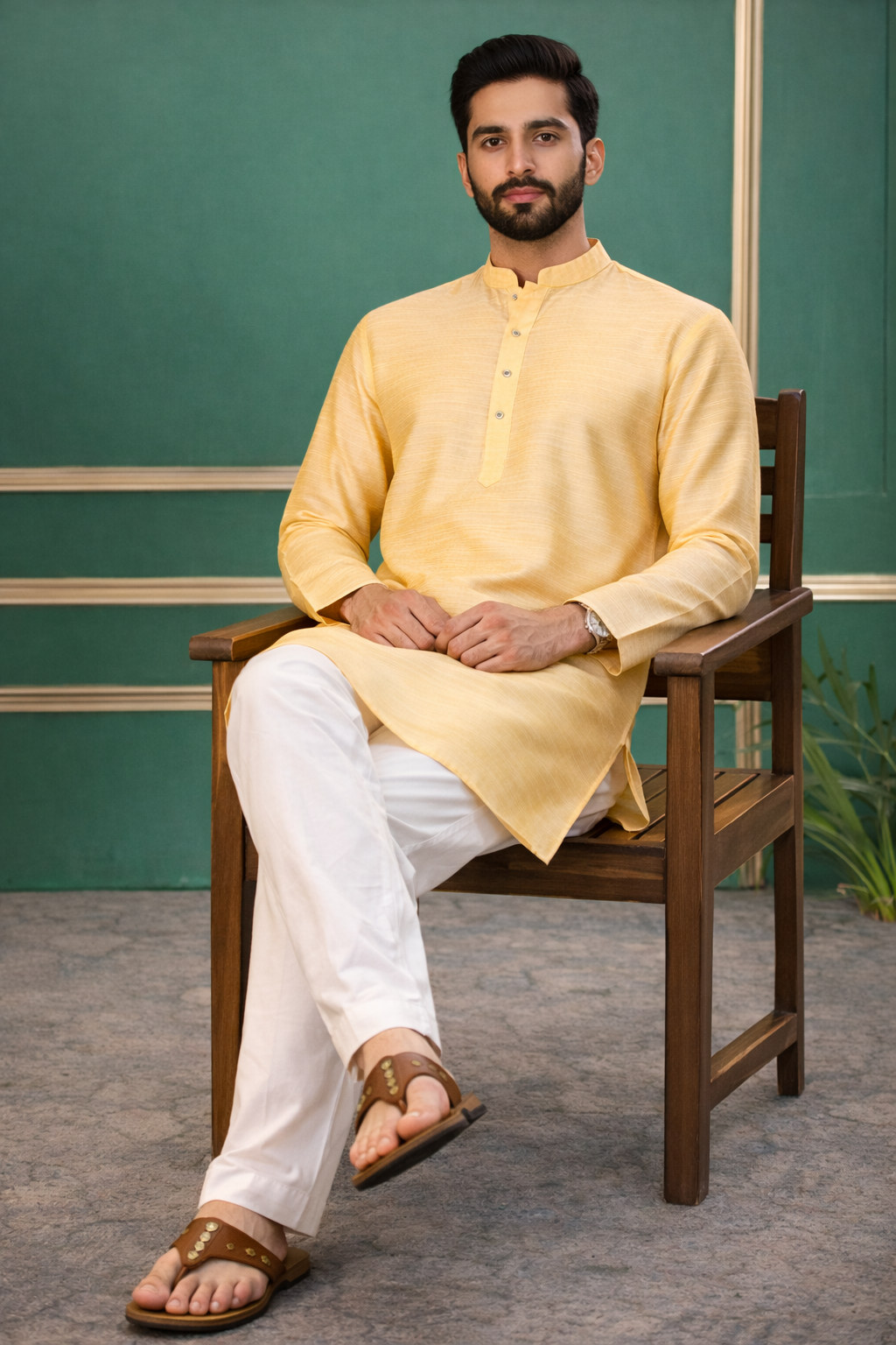 Tattva Men Solid Straight Kurta
