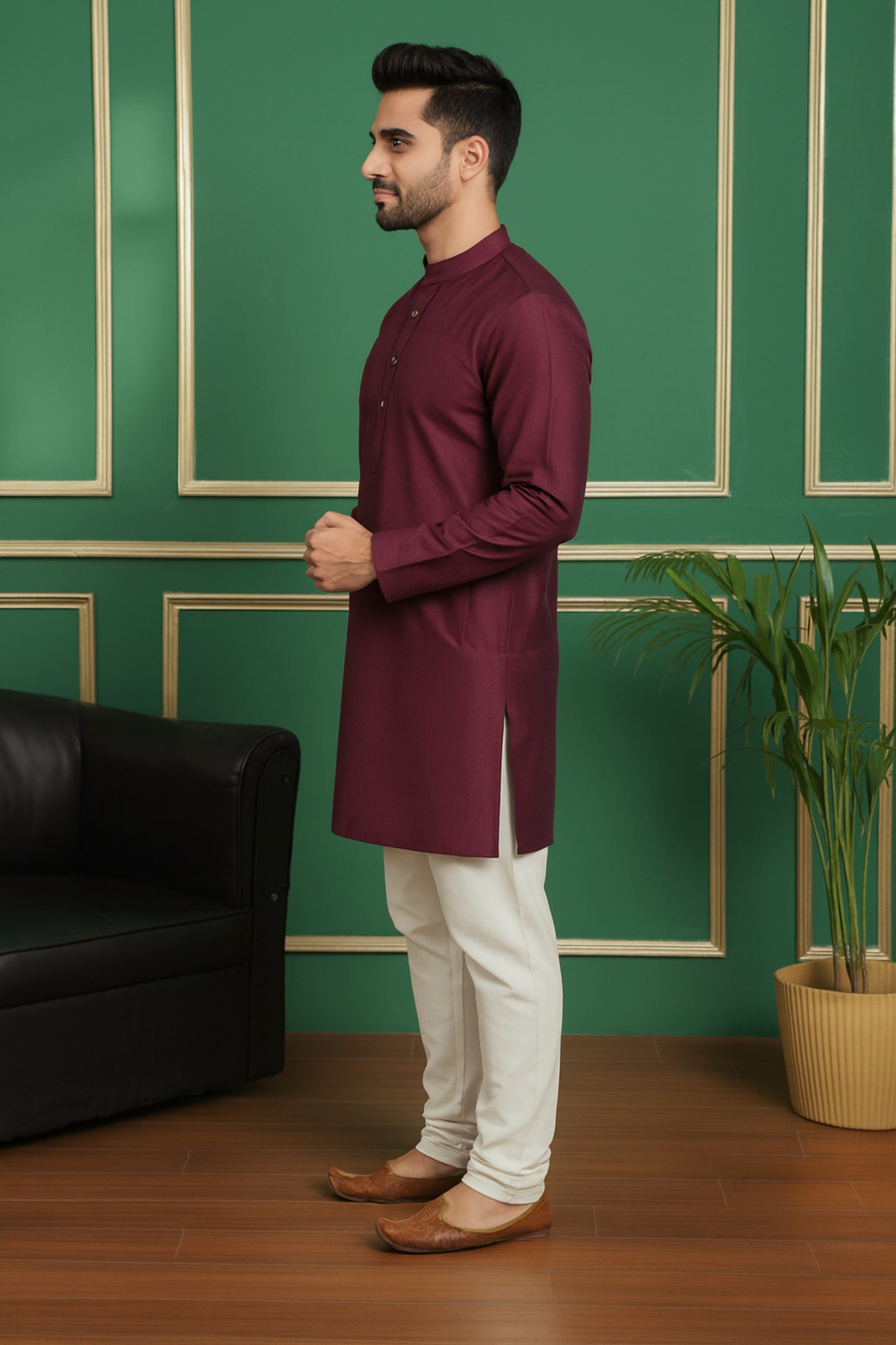 Tattva Men Embroidered Solid Short Kurta