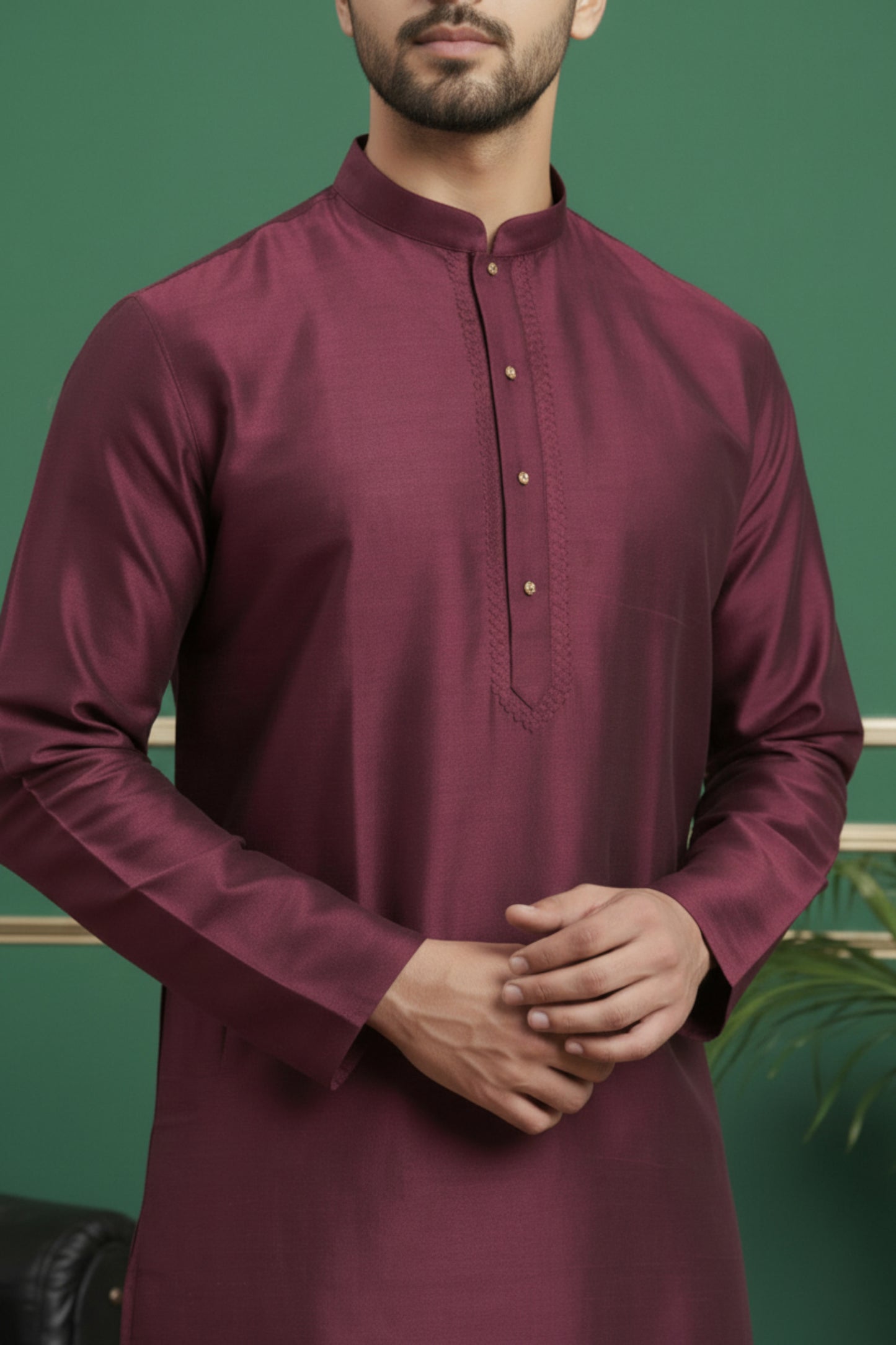 Tattva Men Embroidered Solid Short Kurta