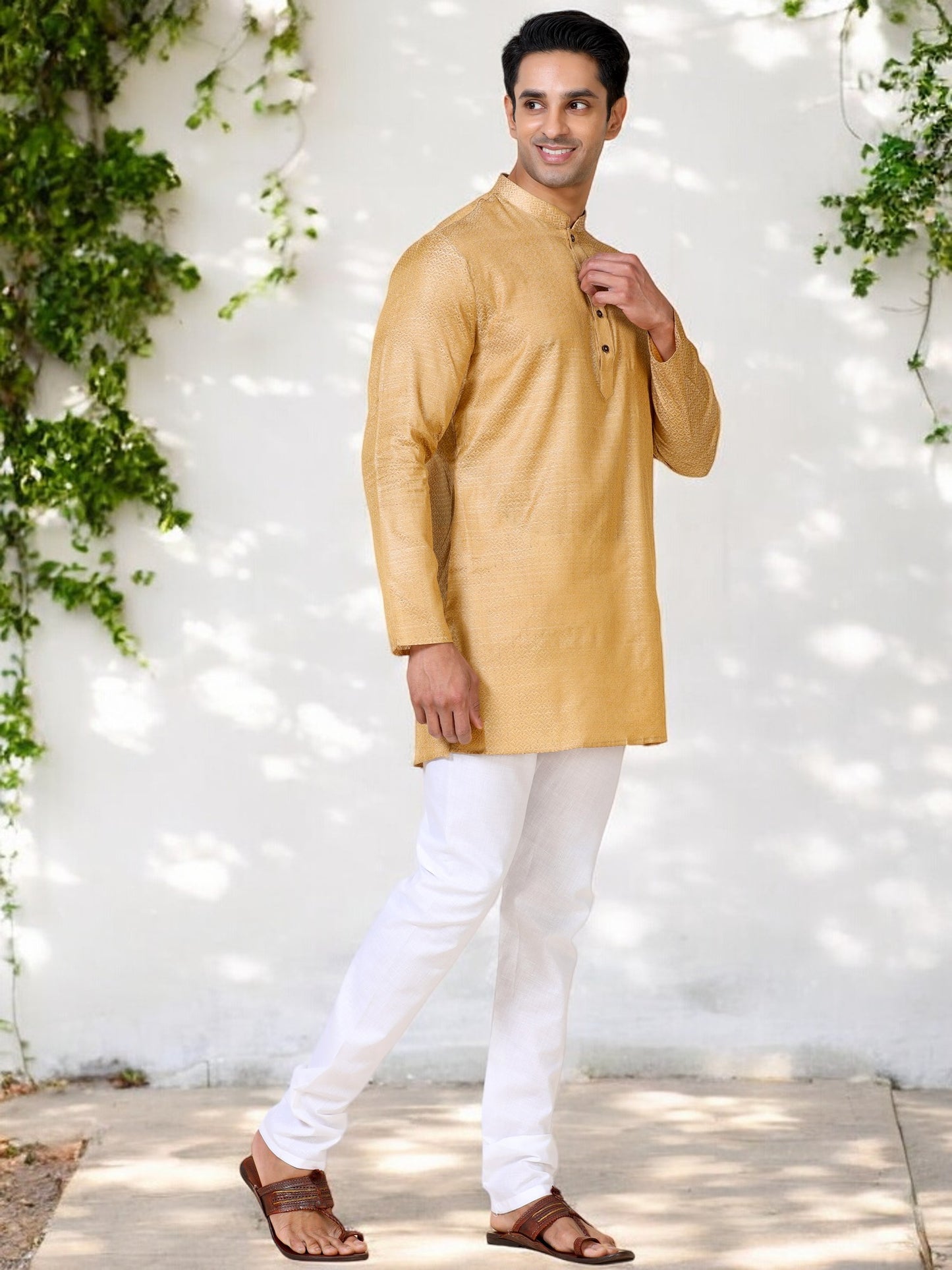 Tattva Men Printed Cotton Blend Straight Kurta