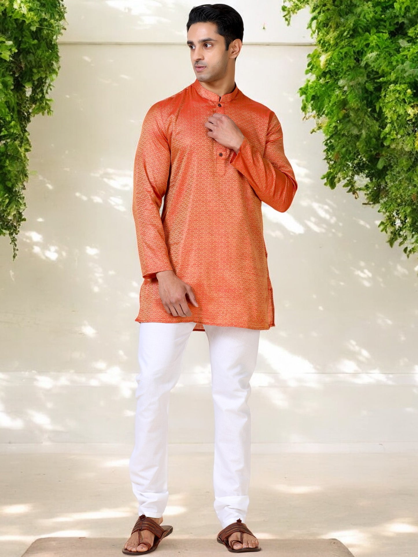 Tattva Men Printed Cotton Blend Straight Kurta