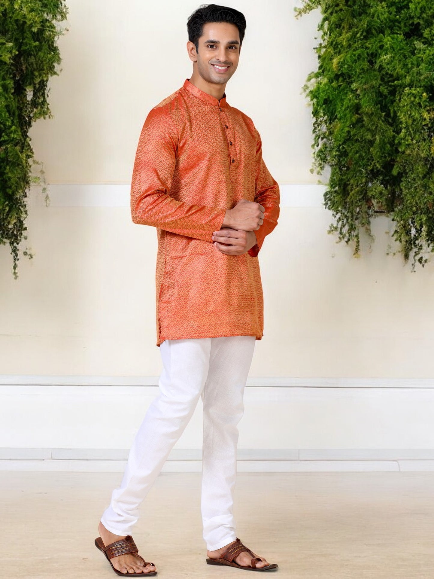 Tattva Men Printed Cotton Blend Straight Kurta