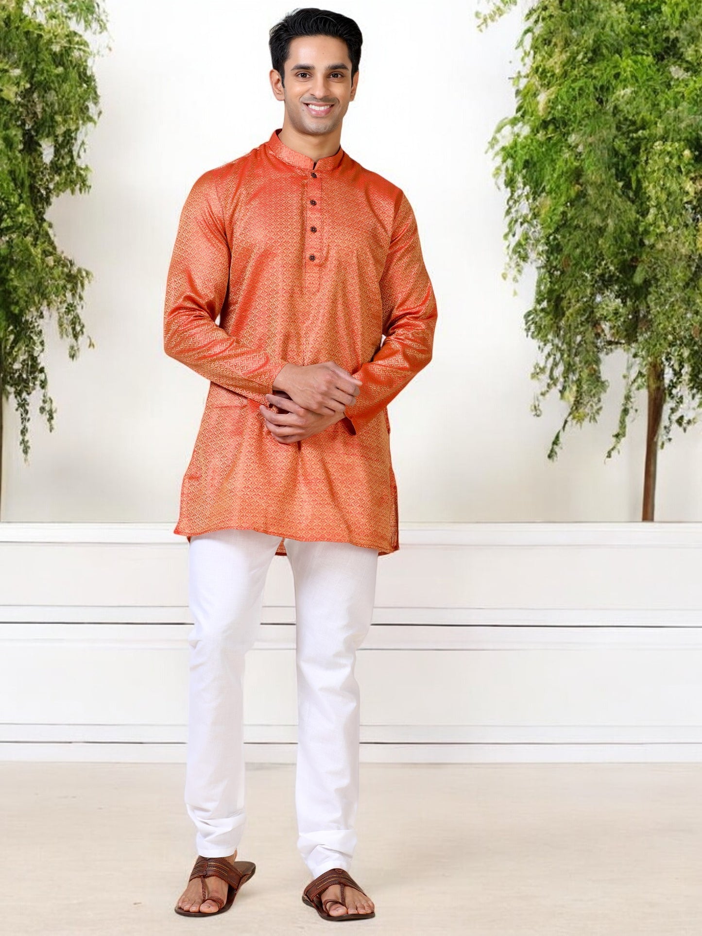 Tattva Men Printed Cotton Blend Straight Kurta