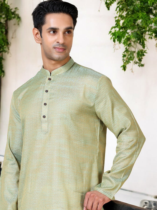 Tattva Men Printed Cotton Blend Straight Kurta