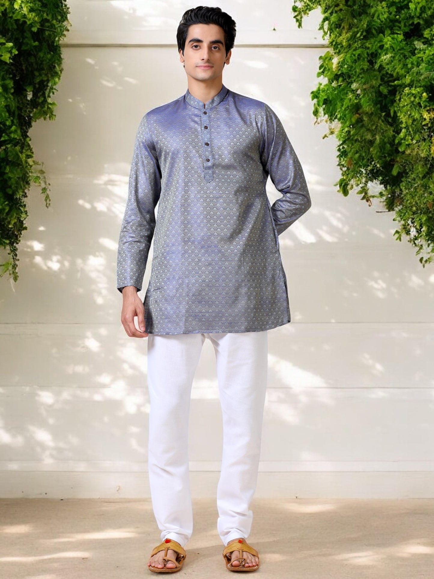 Tattva  Men Printed Cotton Blend Straight Kurta